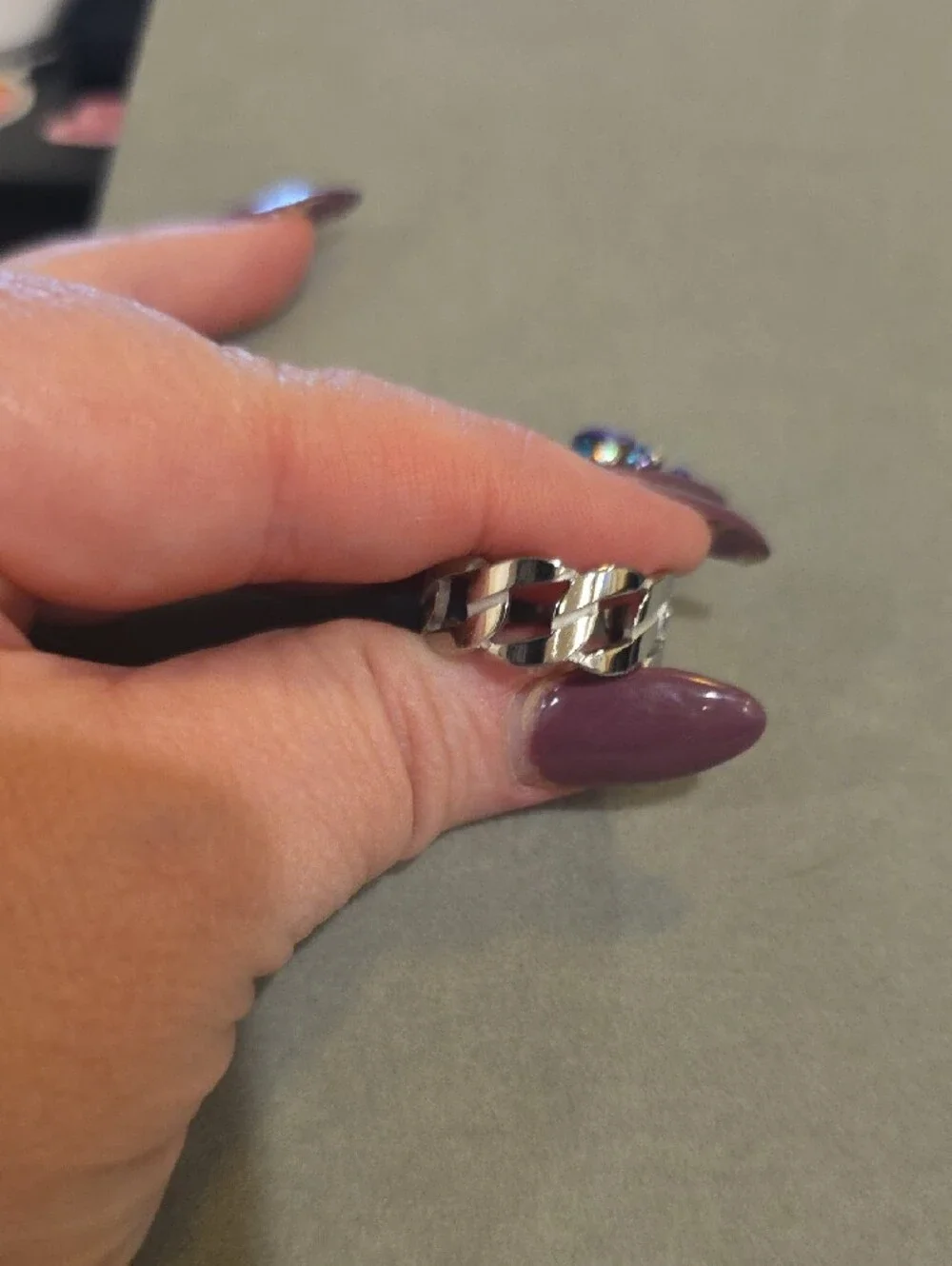 Sterling Silver Chain Link Ring - Polished Silver